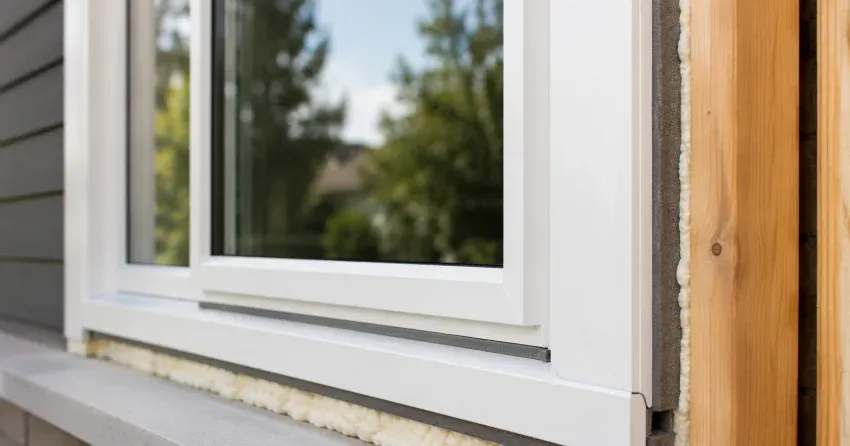 technician installing fiberglass window frame in Aurora Heights, Aurora home
