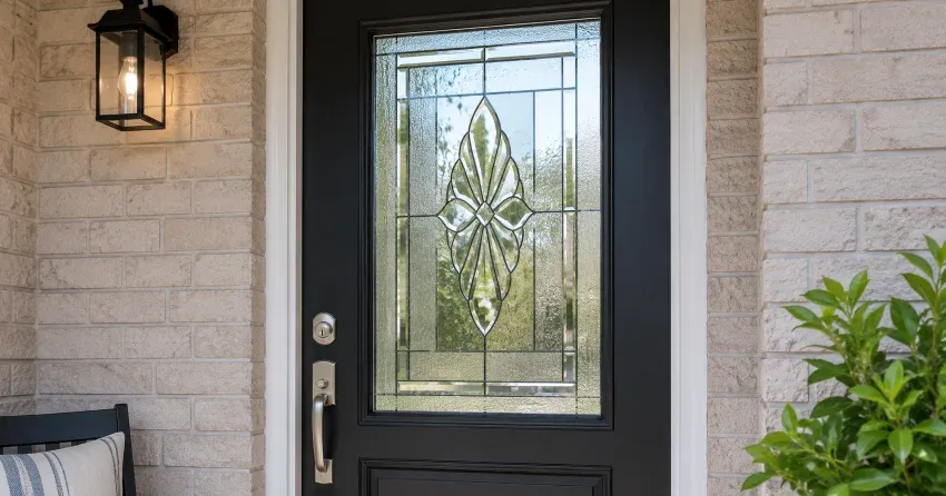 technician replacing a cracked decorative glass panel in Cherry, Aurora