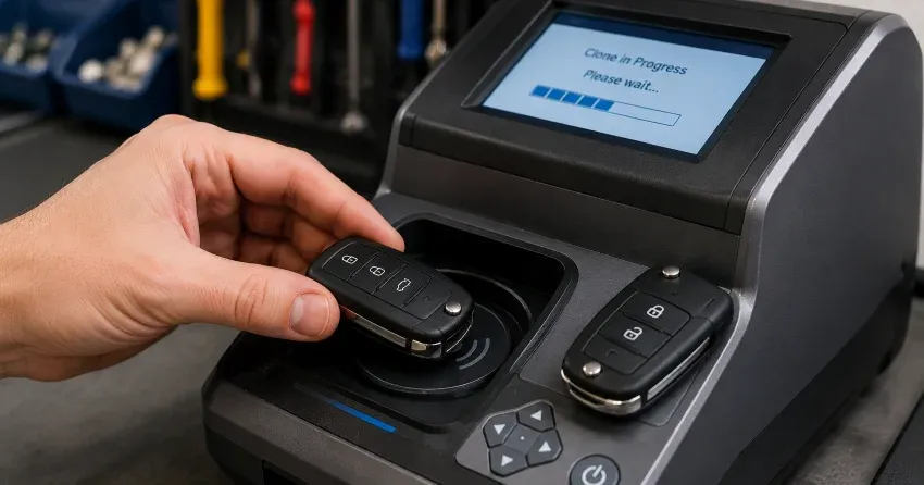 mobile locksmith performing car door key duplication Bayview Wellington, Aurora on-site