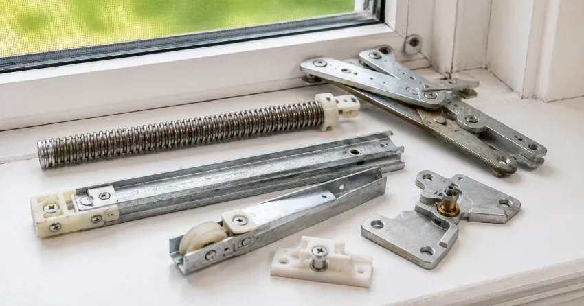 technician adjusting window sash alignment in Aurora home